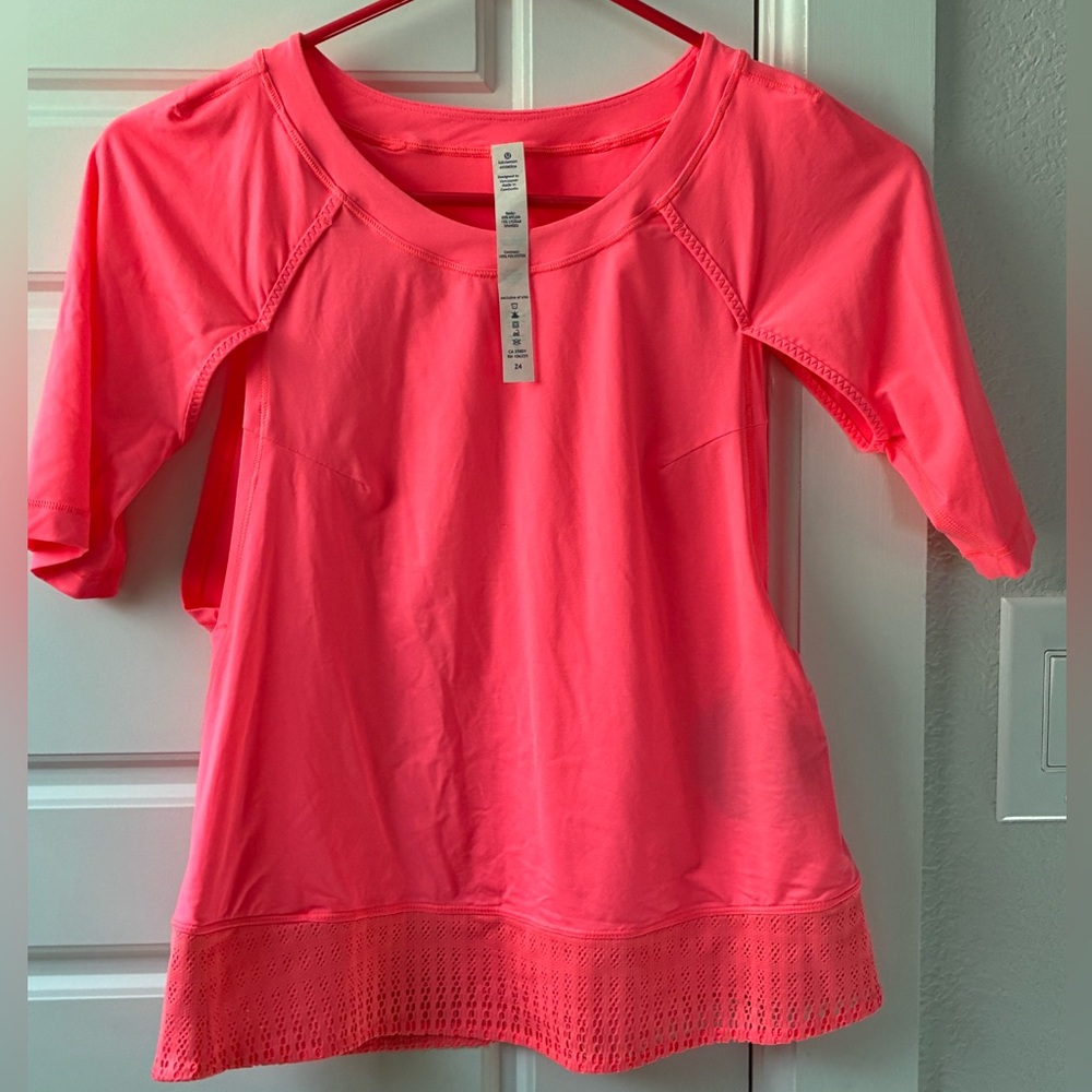 lululemon athletica Neon Pink Short-Sleeve Athletic Top